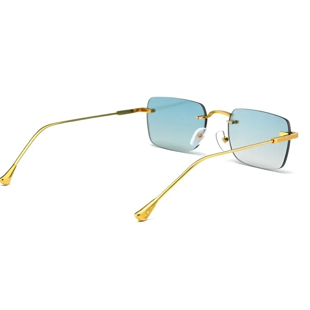 Mens Classy Sunglasses Gold Metal Frame Green‎ Lens Hip Hop Outfit UV400 Protect